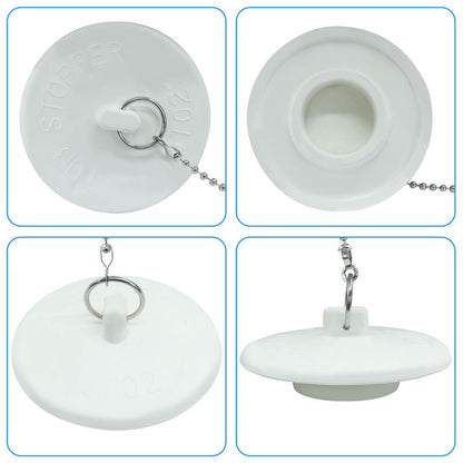 ISDVBUY 2 Pack Heavy Duty Drain Plugs, Rubber Tub Stopper Fits 1.5" - 2" Kitchen Sinks, Stainless Steel Chain Included, Multi - Use Drain Seals for Bathroom Tubs & Laundry Basins