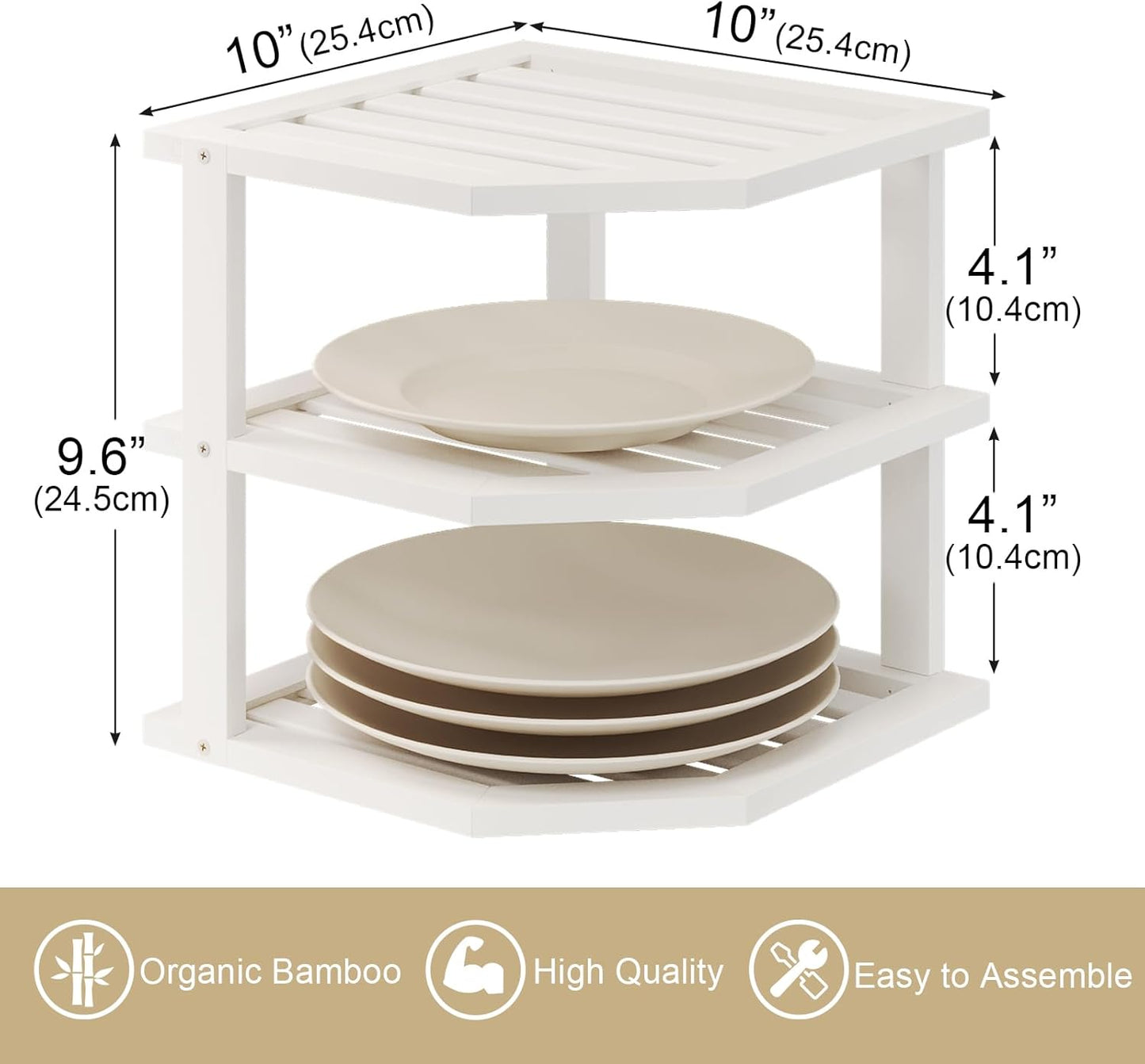 3 Shelf(2 Pack),Dish Countertop VERTORGAN Tier Bamboo Corner Drying Rack,Plate Organizer,Kitchen Spice Rack