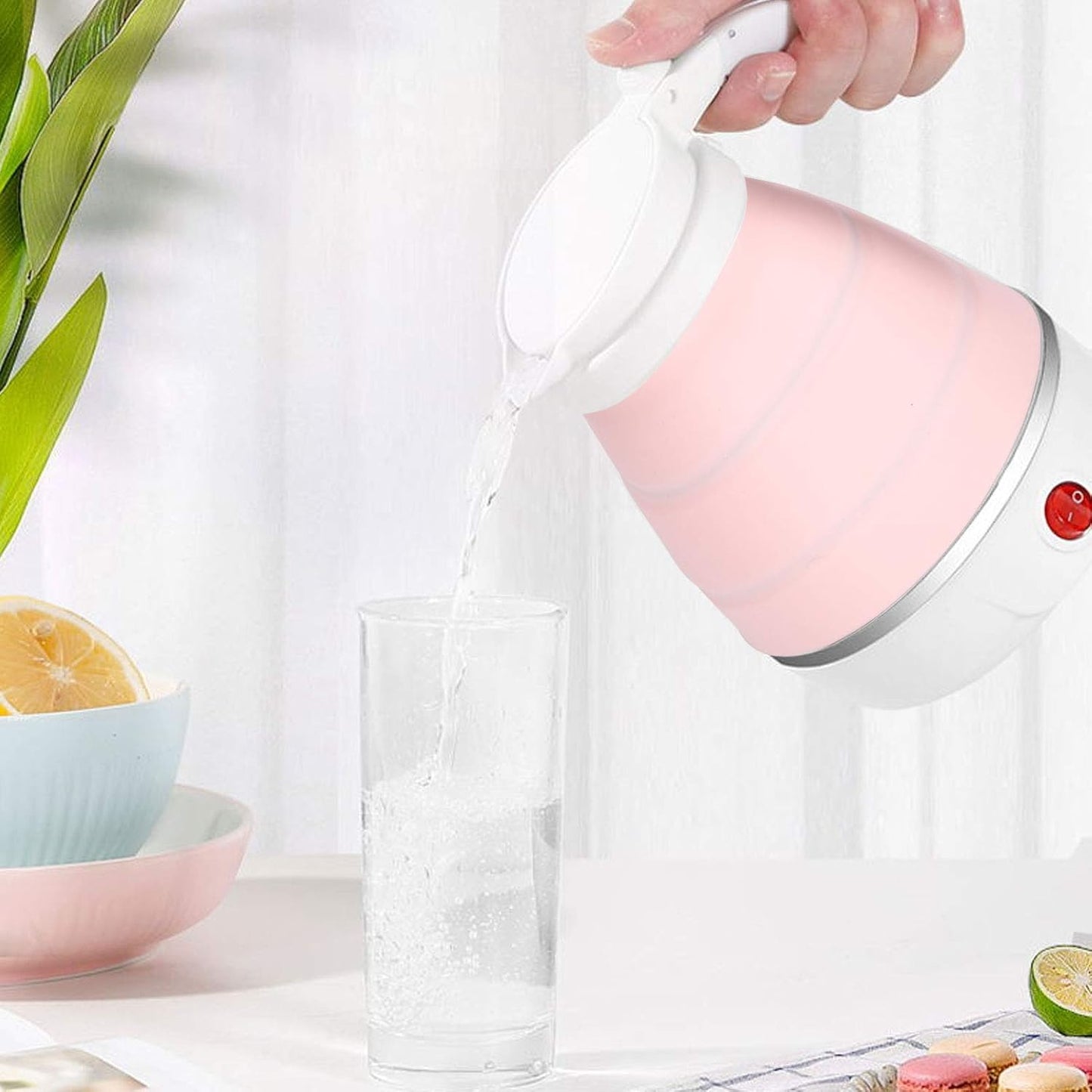 Electric Kettle, Portable Folding Water Boiler Silicone Household 400W US Plug 110V