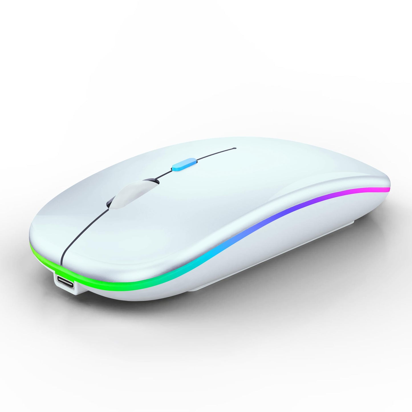 Wireless Bluetooth Mouse Rechargeable Laptop Mice with LED Lights Silent Slim Use(BT5.2 and 2.4G Portable USB Receiver)Dual Mode Computer Mouse for Laptop/iPad/Tablet/Apple/Computer/Mac(Black)