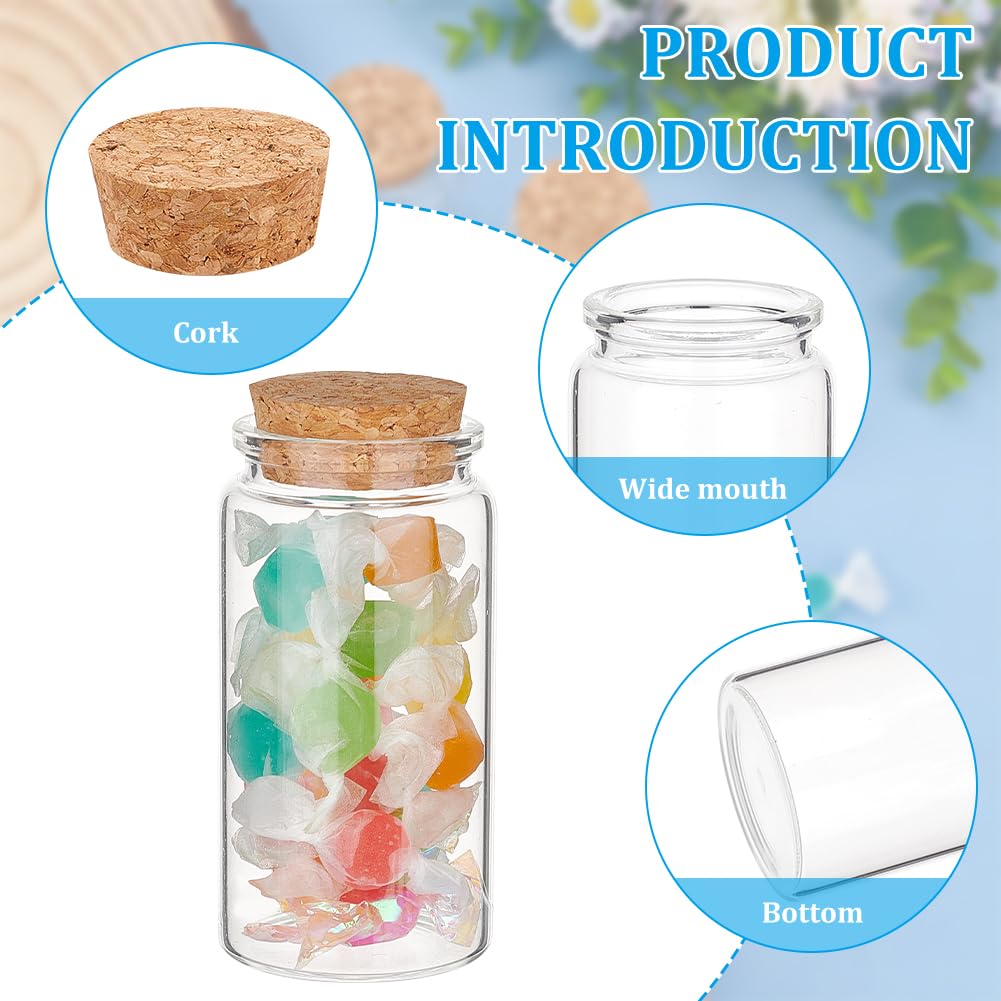 BENECREAT 8Pcs 120ml/4oz Mini Glass Bottles with Cork Stoppers, Wish Bottles, Message Bottles for Wedding Party Supplies, DIY Craft, Baby Shower Favors