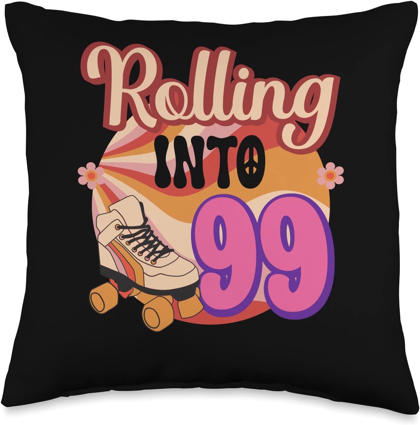 In-line Skates Towards 1927 Rolling Into 99 Throw Pillow, Multicolor, 16x16