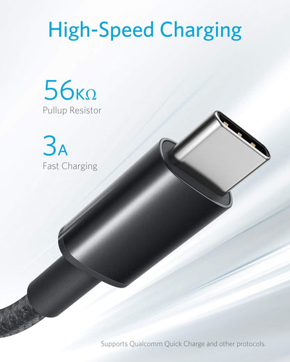Anker Cable,[2-Pack,6 ft] Premium Nylon USB-A to USB-C Fast Charging Type C Cable,for iPhone 17 Series,Galaxy S10/Note 8,LG V20 and Other USB C Charger