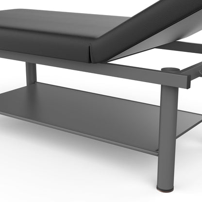 pouseayar Heavy Duty Professional Stationary Massage Bed Wide Stationary Massage Table with Backrest for Treatment Table Physical Therapy Spa Facial Bed, Metal Frame PU Leather, Black