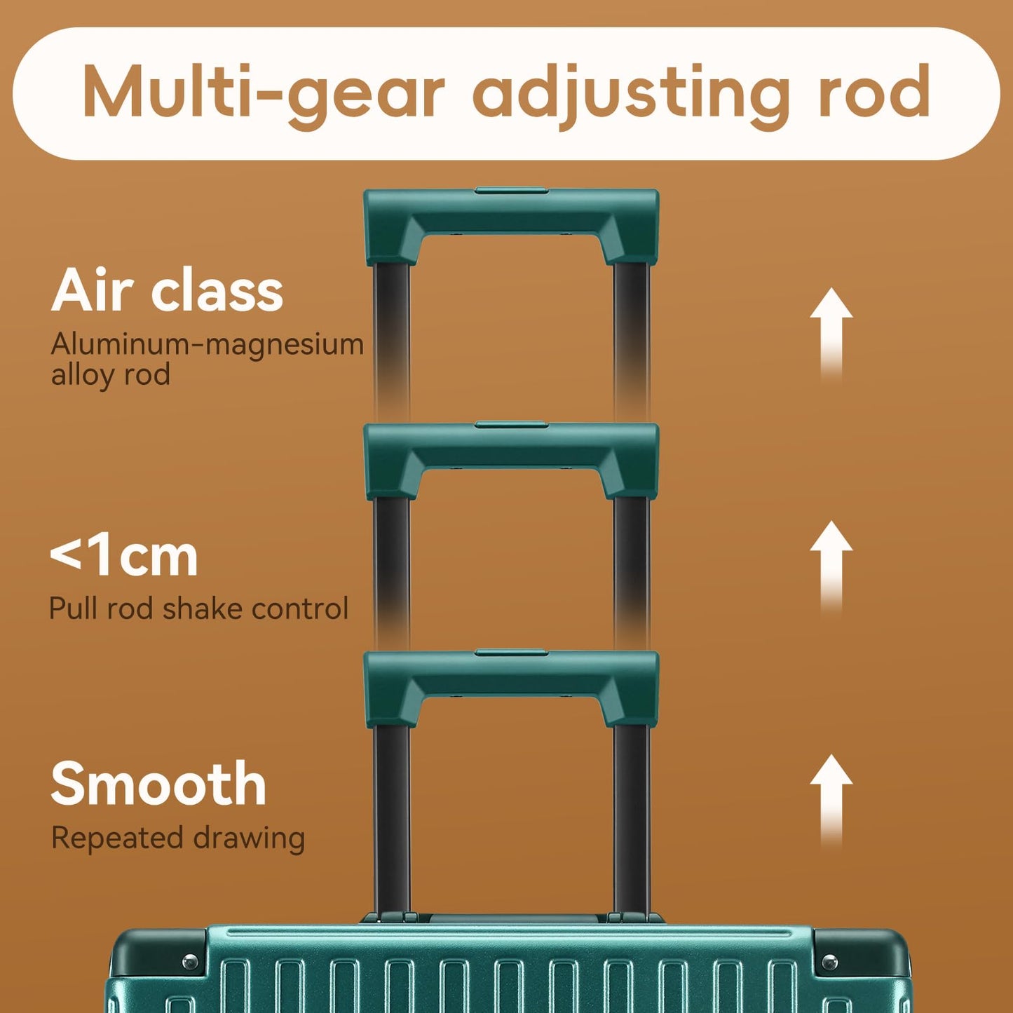 ROAMING Zipperless Luggage 26 Inch with Aluminum Frame, Checked-Large Lightweight 3-Layer PC Hard Shell Suitcase with Spinner Wheels, Metal Travel Luggage with Three TSA Locks, Dark Night Green