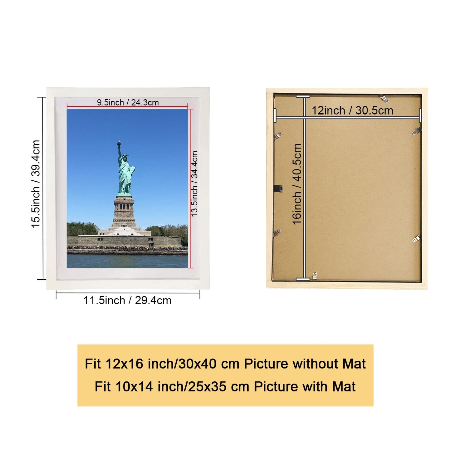 4 Pack 12x16 Picture Frame Wood Diamond Painting Frames 30x40cm Diamond Art Frame Display 10x14 in/ 25x35cm with Mat or 12x16 in/ 30x40 cm Without Mat Photo Gallery Frame Set for Wall Hanging - White