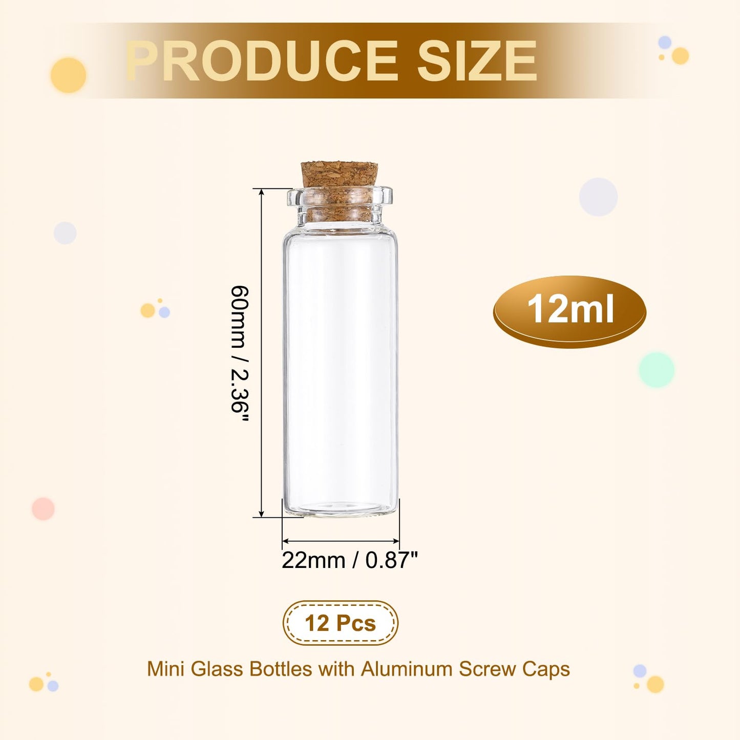 uxcell 12Pcs Glass Vials Small Bottles, 12ml DIY Decoration Glass Jars with Cork Stopper for Crafts Art Craft Sample Bottle Storing Beads Wedding Favors Decorations