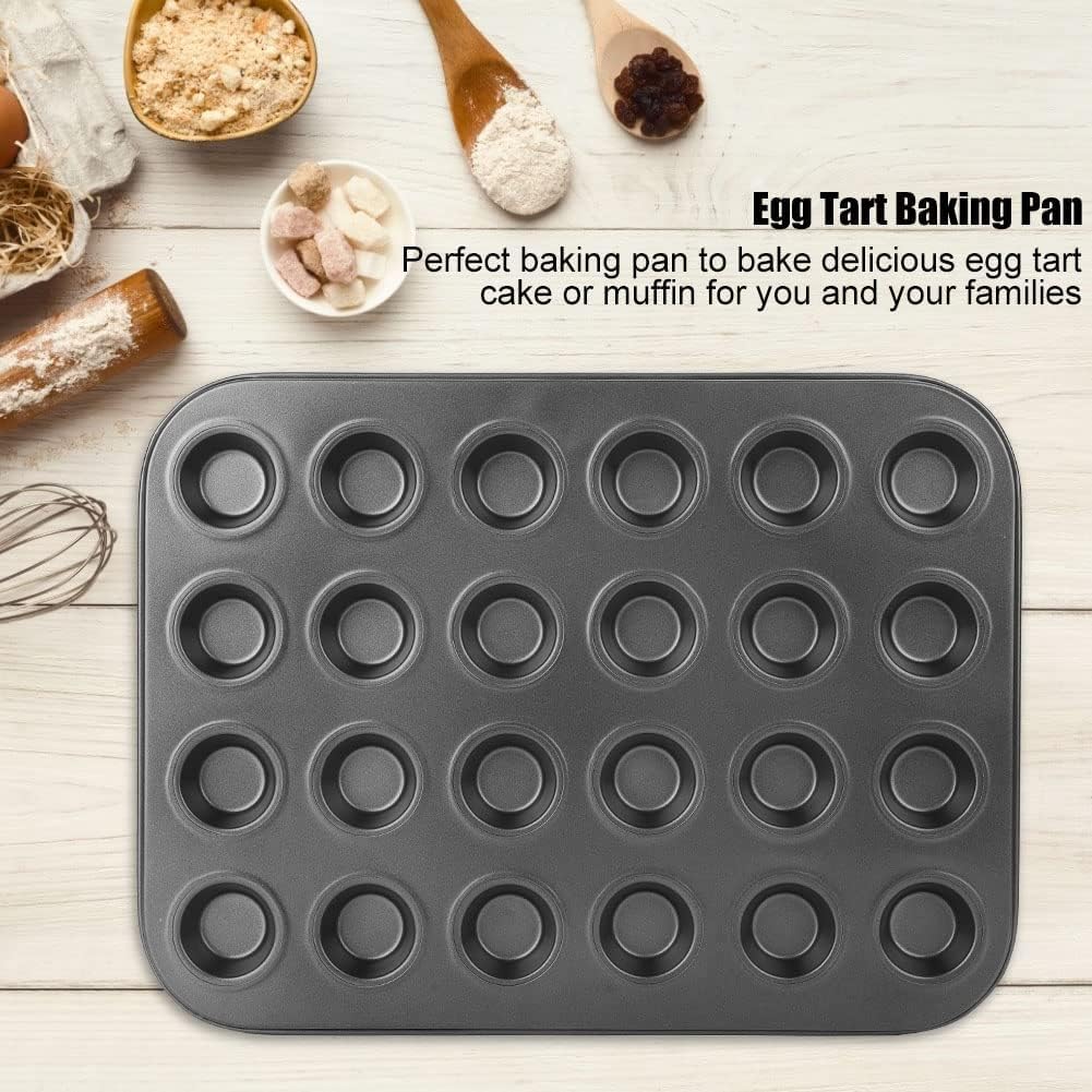 Muffin Pans, 24 Cups Nonstick Steel Cupcake Pan, Black Bakeware for Mini Muffin Tins and Baking