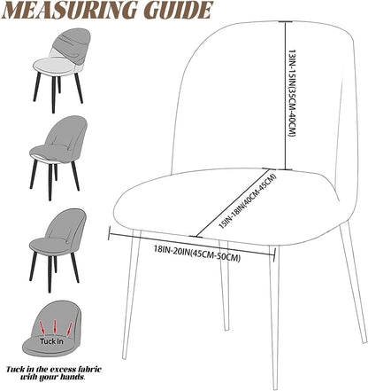 Set 1/2/4/6 Armless Velvet Curved Back Chair Covers Round Back Dining Room Chair Covers Slipcovers of Mid Century