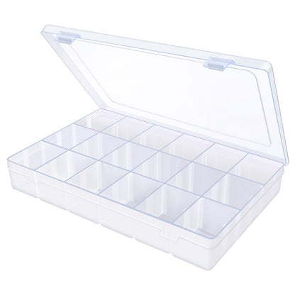 2Pack 18 Grids Craft Organizers and Storage Bead Organizer Tackle Box Organizer with Adjustable Divider, Plastic, Clear