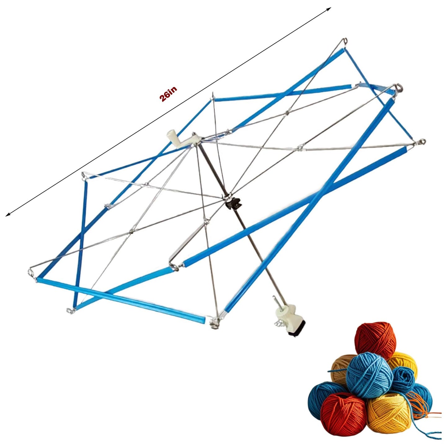 OYEUYID Metal Yarn Umbrella Skein Holder, Sturdy Adjustable Yarn Ball Winder with Metal Frame Portable Knitting Yarn Winding Bracket for Crochet & Craft Yarn Management