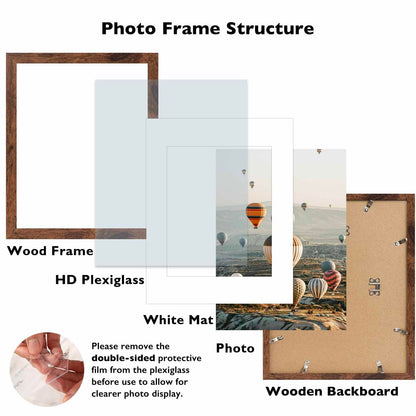 10x14 Picture Frame Set of 9 for 30 x 40 cm Diamond Art Painting, Display 8.5x11 with Mat or 10x14 without Mat, Wood 10 by 14 Wall Gallery Poster Photo Frames Bulk with 8.5x11 Mat,9 Pack, Deep Brown
