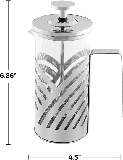 OVENTE French Press Coffee Maker, 12 Ounce, 4 Level Stainless Steel Filter, Heat Resistant Glass