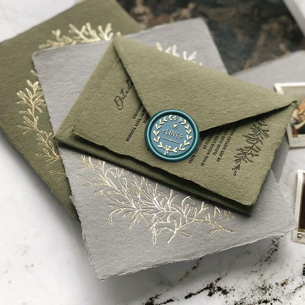 VSECUON Flower Initial Alphabet C & Eucalyptus Wax Seal Stamp Kit with 2 Brass Heads Electric Wax Seal Warmer 600 Sealing Beads Ideal for Wedding Invitation Gift Wrapping Christmas (Floral C Kit)