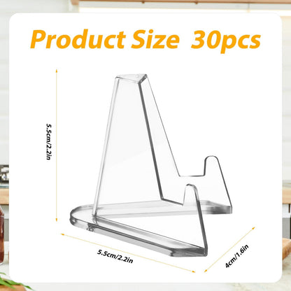 30pcs Card Display Stand, 2.2 Inch Small Transparent Acrylic Holder for Business Cards, Mini Clear Easel
