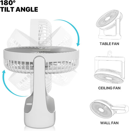 Mollie 6-Inch Small Rechargeable USB Desk Fan, Battery Operated with Speeds for Home Office Bedroom, Portable Cooling