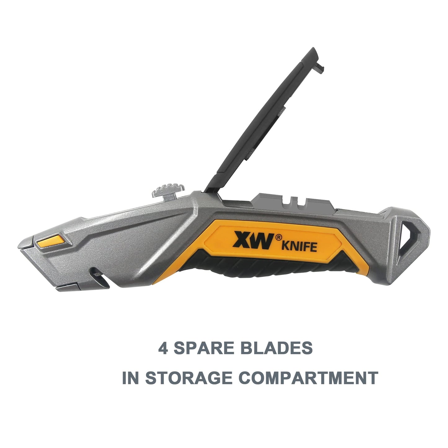 XW Utility Knife Set, Heavy Duty Zinc Alloy Retractable Box Cutter and Folding Utility Knife with Blade Storage Design, Total 18 PCS Blades Included, 2-Pack