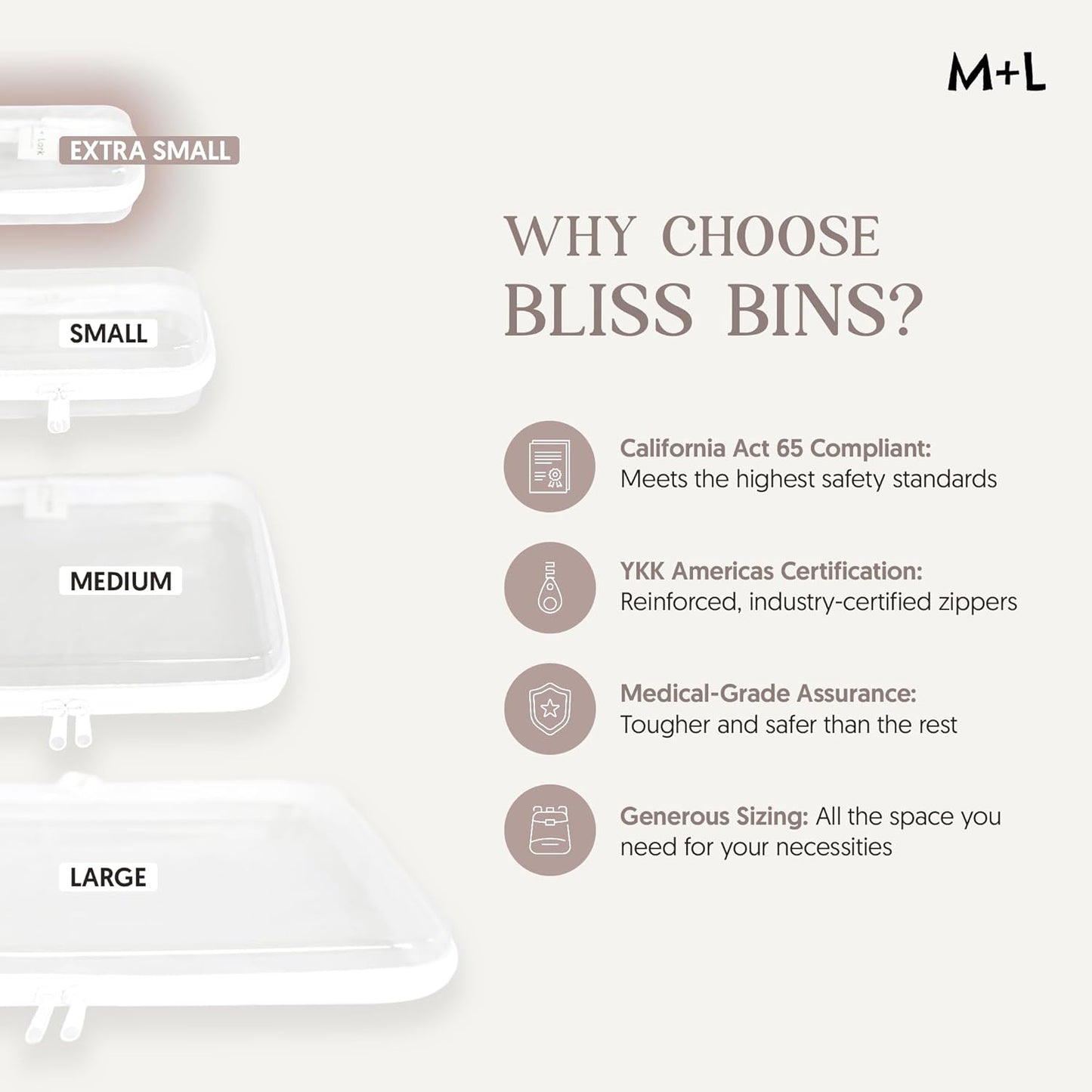 Maple & Lark Bliss Bins - Clear Zipper Case for Storage - Professional-Grade Plastic Pencil Case, Toiletry Pouch,