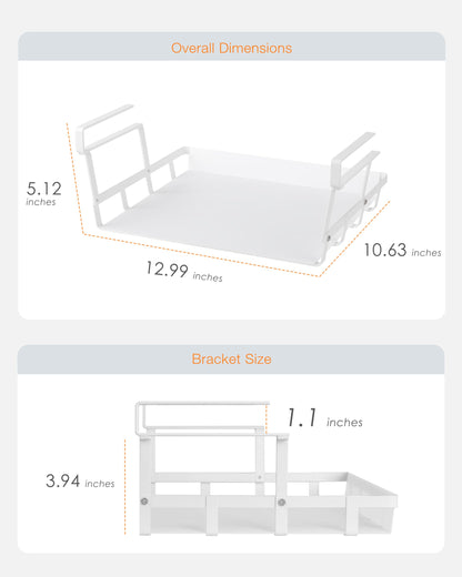 Abitrothy Under Shelf Basket, 2 Pack Under Cabinet Shelf Basket Organizer, Hanging Wire Storage Baskets, Slide-in, Add-on Space Saving for Kitchen Pantry Laundry Room Desk Bookshelf, White