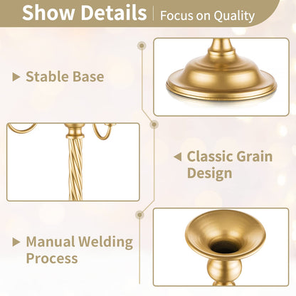 Nuptio Tall Candle Holder Gold Candelabra 21in Candlestick Holder 5 Arm Candelabras 2 Pcs Metal Taper Candle Holders Candle Stand Table Centerpiece for Wedding Fireplace Home Halloween Church Decor