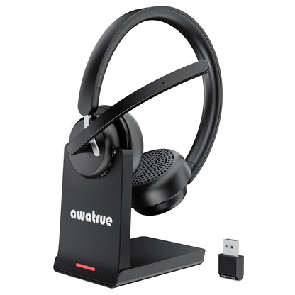 Wireless Headset with Mic for Work, Bluetooth 5.3 Headset with AI Noise Cancelling Microphone & Call Reminder, Wireless Headphone with Voice Assistant for PC/Computer/Remote Work/Call Center/Zoom