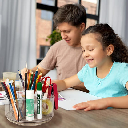 YOFANNER Rotating Acrylic Pen Holder, Clear Pencil Holder for Desk, 360 Degree Rotating Makeup Brush Holder and Storage Organizer, Modern Desk Organizer for School, Home and Office.