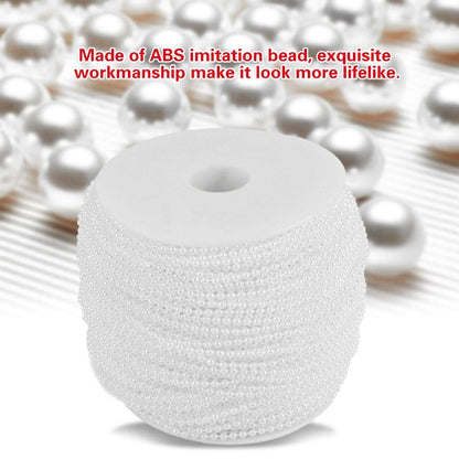 Faux Pearl Bead Garland Spool Rope,100m/roll Imitation Pearl Wire Beads Garland String Wedding Party Decoration 2.5mm(White)