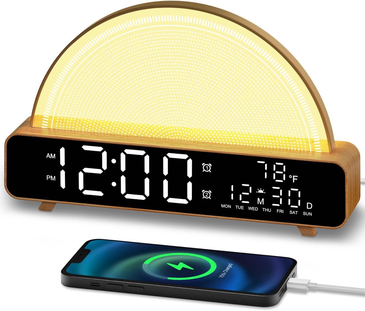 HAODINGMAI 30/60/90 13 Sunrise Alarm Clock Wake Up Light with Sunrise Simulation White Noise Machine Touch Control