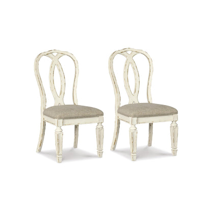 Signature Design by Ashley Realyn French Country Ribbon Back Dining Chair, 2 Count, Chipped White
