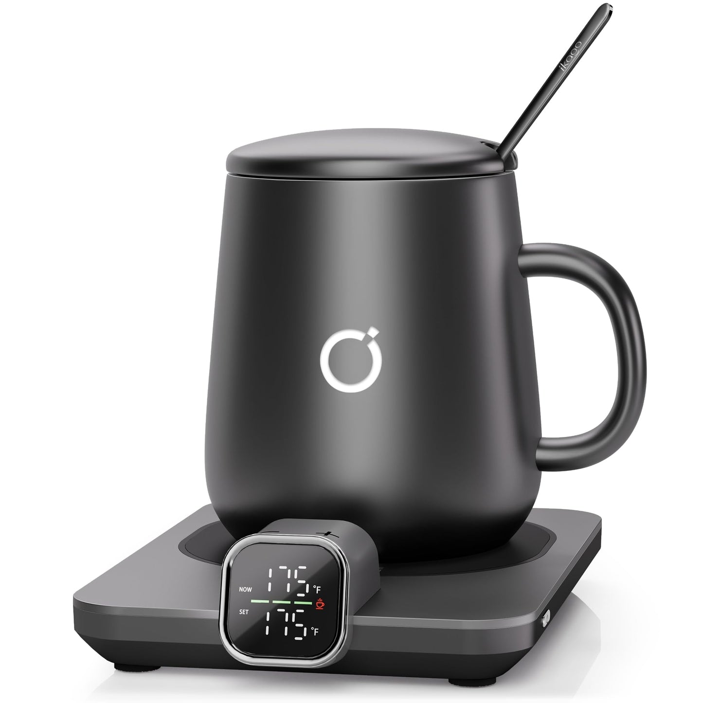 Coffee Mug Warmer Set, Temperature Control Smart Heated Mug for Desk, Electric Coffee Warmer with Auto Shut Off & Real-Time Temp Display, Gifts for Men Women, 15oz, Beige