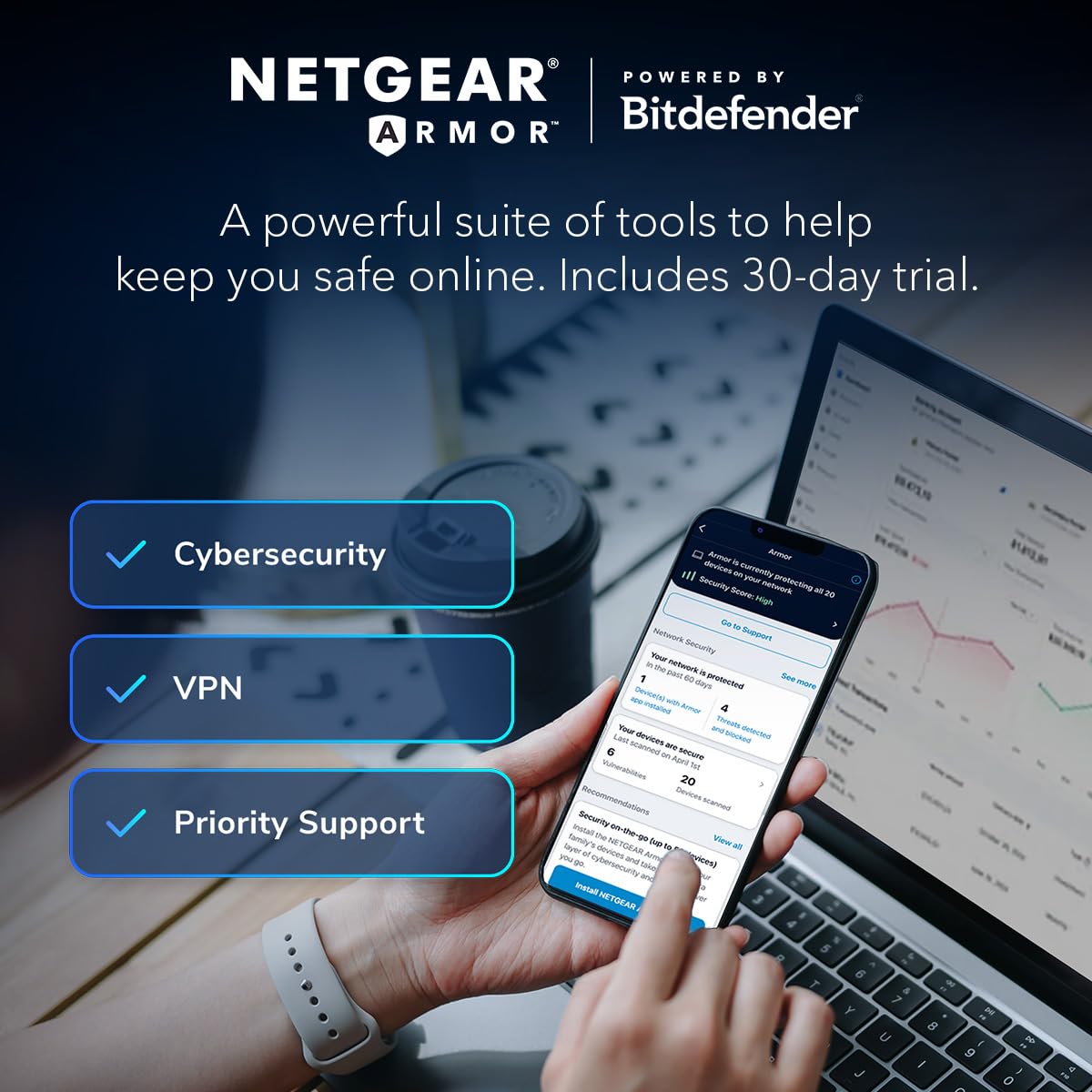NETGEAR 4-Stream WiFi 6 Router (R6700AX) – Security Features, AX1800 Wireless Speed (Up to 1.8 Gbps), Covers up to 1,500 sq. ft., 20 Devices – Free Expert Help