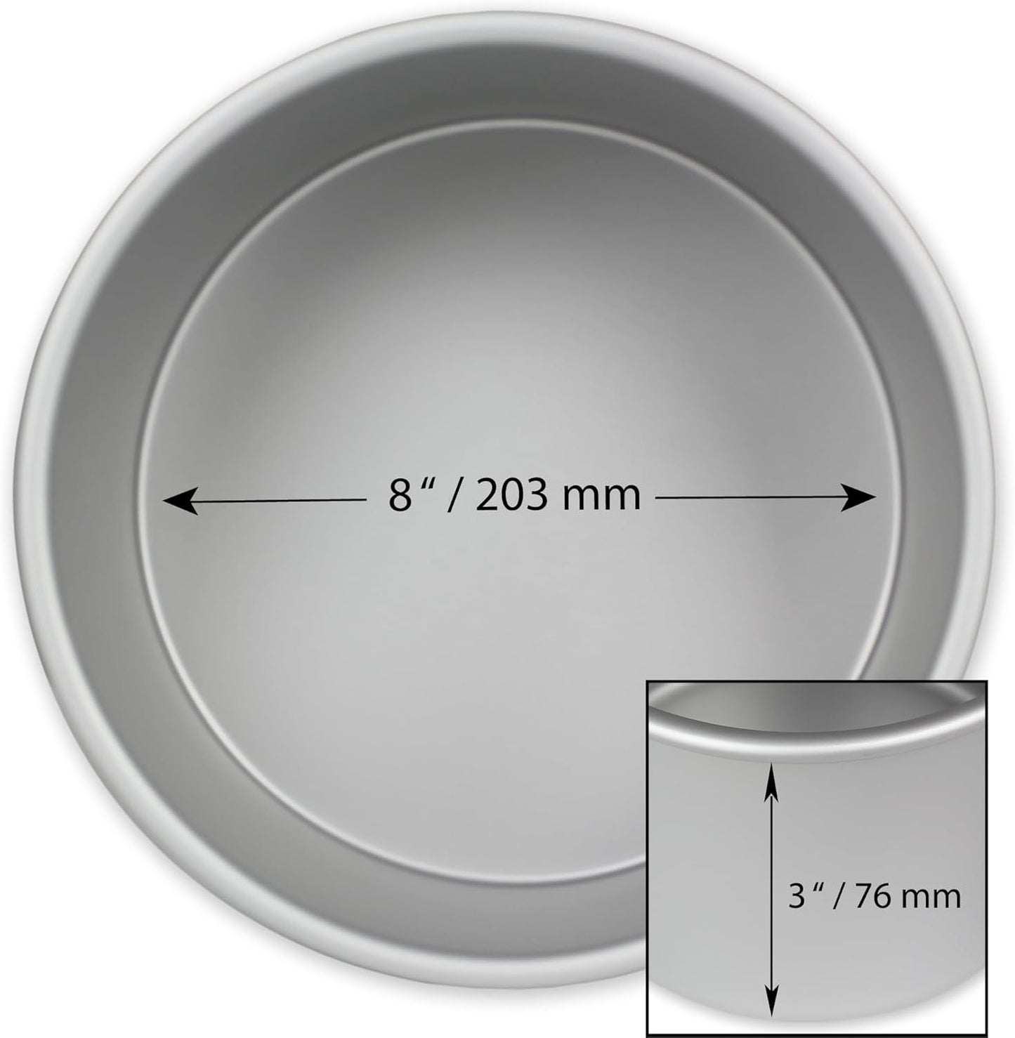 PME Professional Aluminum Baking Pan, Round 8 x 3