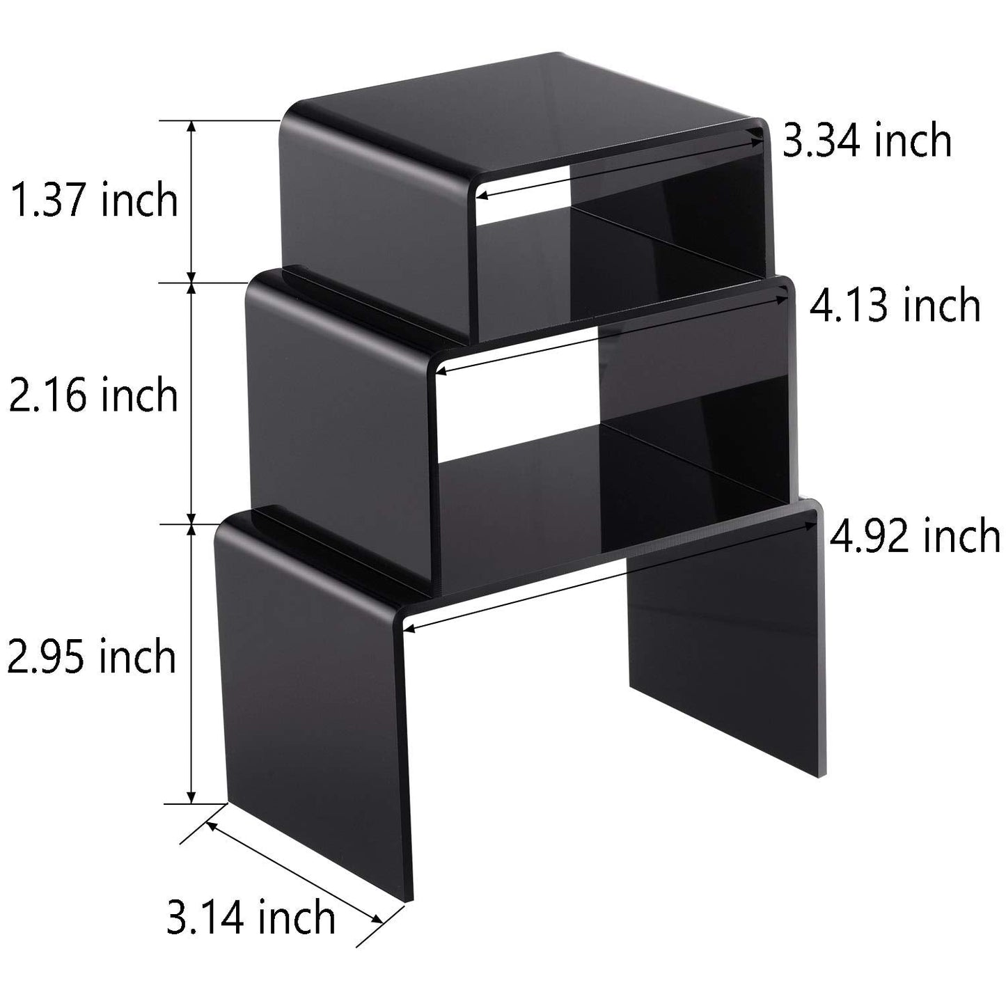 Chuangdi 2 Sets Acrylic Display Risers, Product Stand, Jewelry Display Riser Shelf Showcase Fixtures for Dessert Cupcake Candy Figure Treat Action Showcase(Black,Small Set)