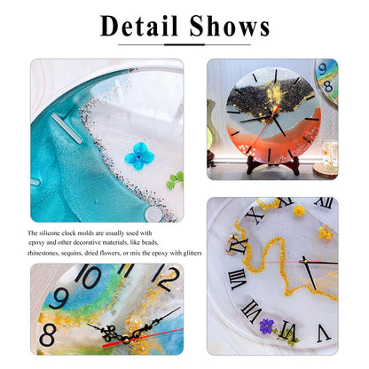 Resin Clock Molds,10''/14'' Roman Numerals Clock Silicone Mold with Mechanism,Resin Clock Epoxy Casting Molds for DIY Jewelry Art Crafts Home Decor Gift Wall Hanging Ornaments(Large, Arabic)
