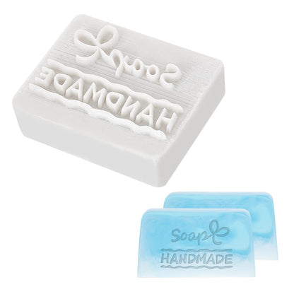 CRASPIRE Soap Stamp Handmade White Resin Soap Stamp Words Pattern Soap Embossing Stamp for Clay Biscuits Gummies Arts Crafts Making Projects DIY Gift