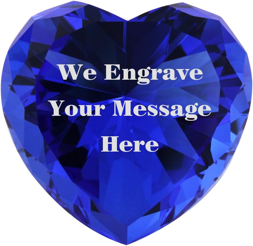 Personalized Custom Engraved Crystal Paperweight, Pink and Blue Diamond