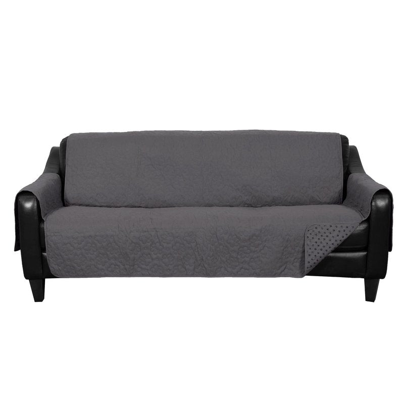 Furhaven Waterproof & Non-Slip Large Sofa/Couch Cover Protector for Dogs, Cats, & Children - Quilted Paw Print Living Room Furniture Cover - Gray, Large Sofa
