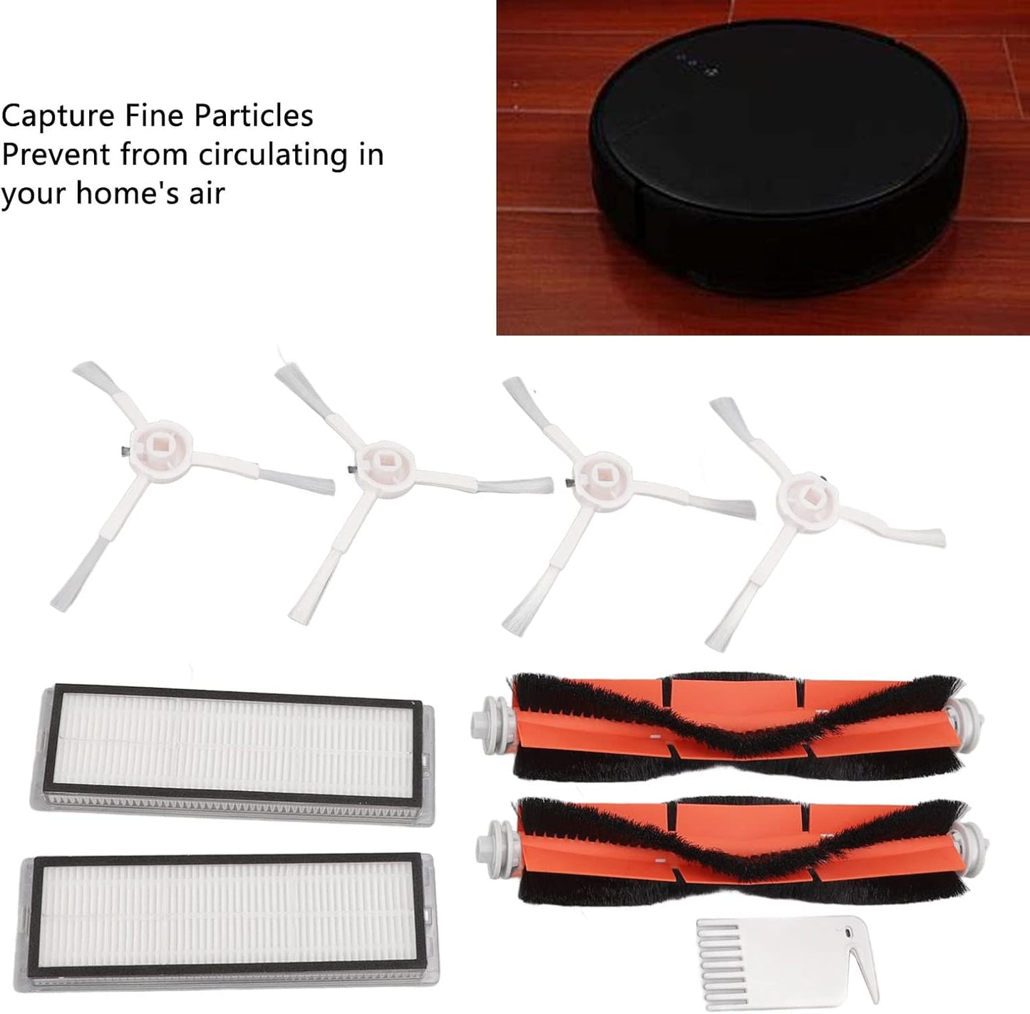 Vacuum Mop Brush Filters Accessories for Sweeping Robot Vacuum Mop, Replacement Filters, Silicone Flat Comb Kit