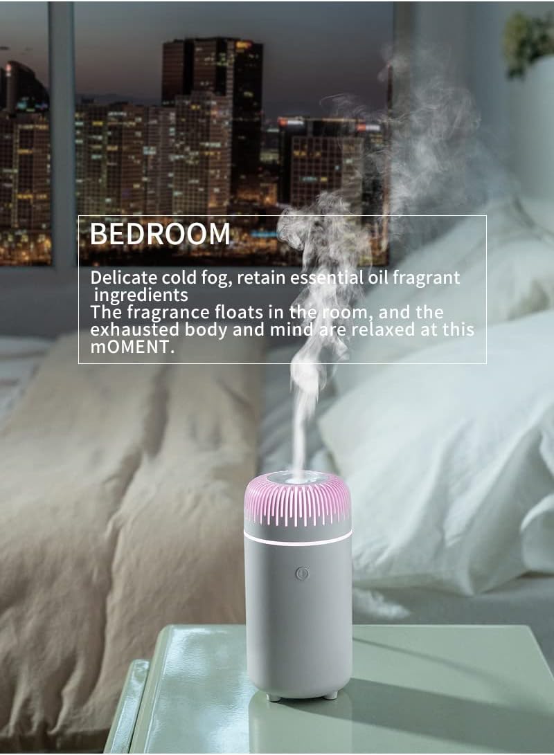 Portable Car Diffusers for Essential Oils, 7 Color Mini Humidifier, USB Diffuser for Office and Bedroom, Black