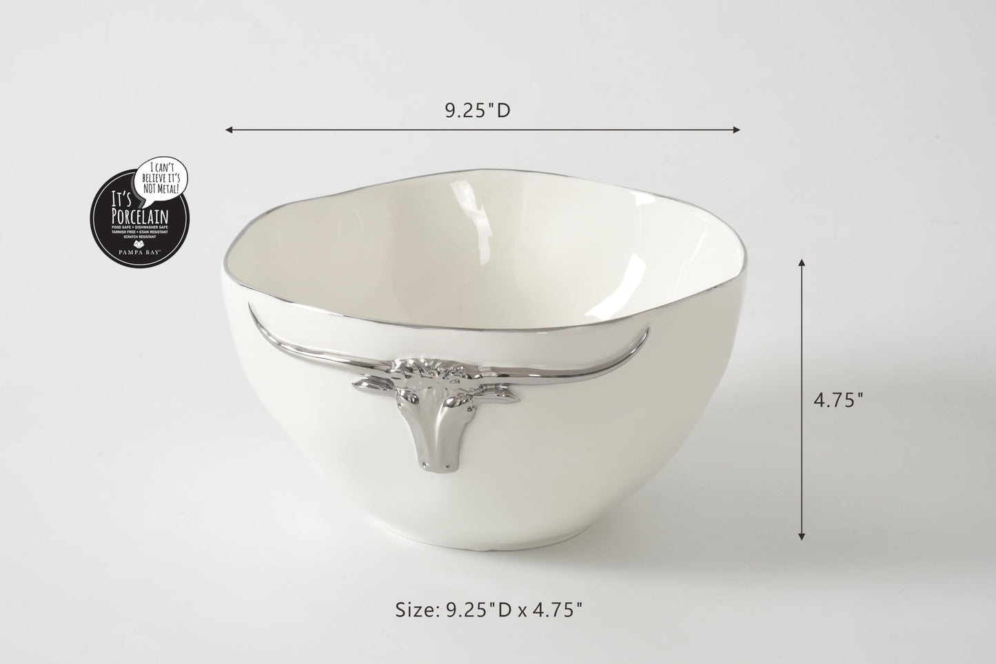 Pampa Bay Longhorns Large Bowl, 9.25" x 9.25" x 4.75"