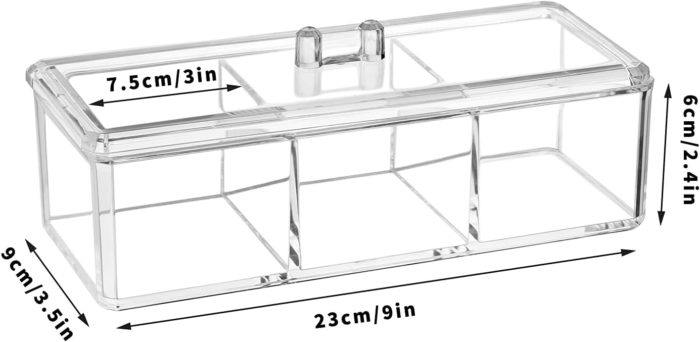 dedoot Plastic Drawer Organizer, Clear Acrylic Vanity Desk Storage with 3 Compartments for Makeup and Jewelry