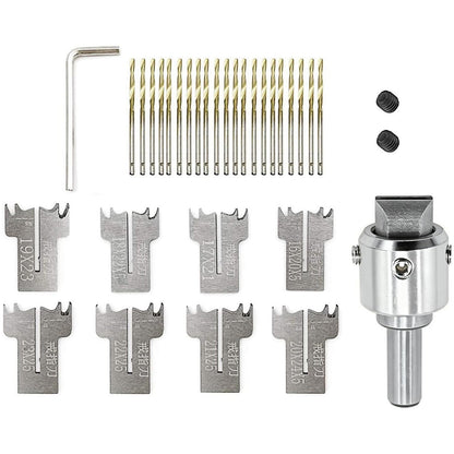 Tidsech 34 PCS Ring Drill Bit Set, 16-23 mm Blades Wood Ring Maker Set, Adjustable Design fits US Ring Sizes 5.5-13, 8 Blades, 22 Cores, Be Used with Lathes or Drill Presses