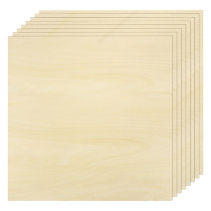 MECCANIXITY 8pcs Basswood Sheet 6" x 6" x 1/4" Unfinished Wood Plywood Boards for Painting Crafts, Laser, Cutting, Engraving