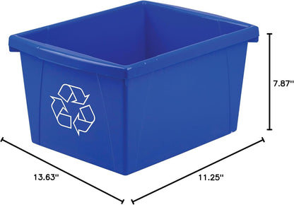 Storex 4 Gallon (15L) Recycle Bin, 14.8 x 7.87 x 11.25 Inches, Blue (61505A06C)
