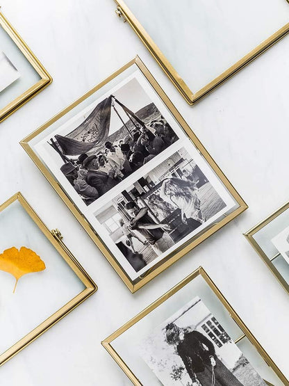AceList Set of 3 Glass Photo Frame Collection Simple Metal Geometric Picture Frame with Glass Cover Includes 4"" x 4"", 4"" x 6"", 5"" x 7""