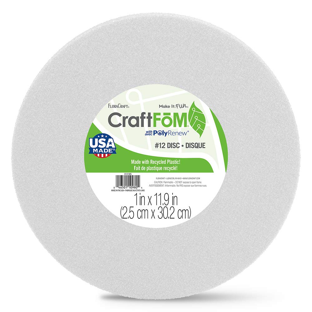 FloraCraft CraftFōM Disc 1 Inch x 11.9 Inch White
