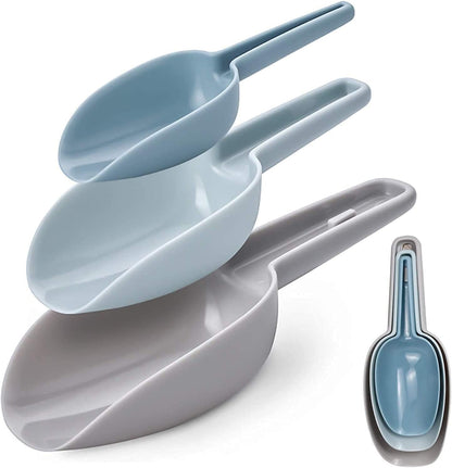 Dokpav Plastic Ice Scoop Set of 3, Multi-Purpose Kitchen Scoops for Canisters, Flour, Powders, and Dry Foods