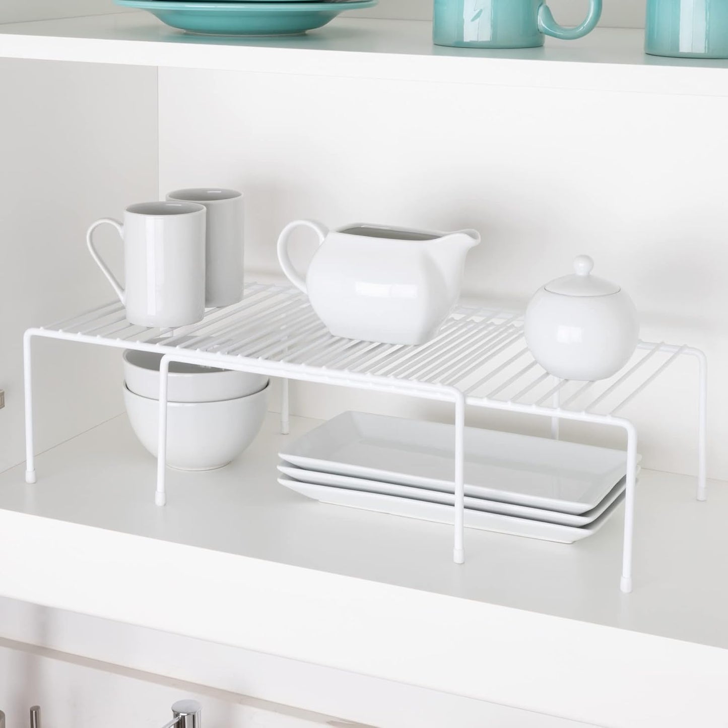 Smart Design Kitchen Storage Expandable Shelf Rack with Scratch Resistant Feet - Steel, for Cabinet & Pantry