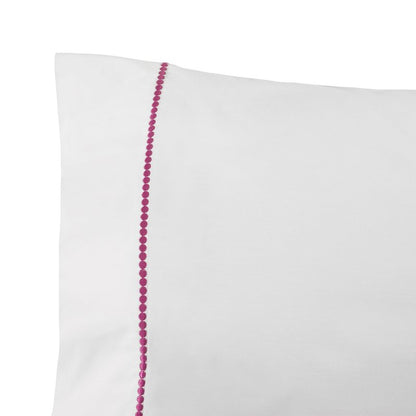 kate spade new york Dot Queen Sheet Set, 300 Thread Count and 100% Cotton, All Season 4 Piece Bedding Set, Machine Washable, White and Pink