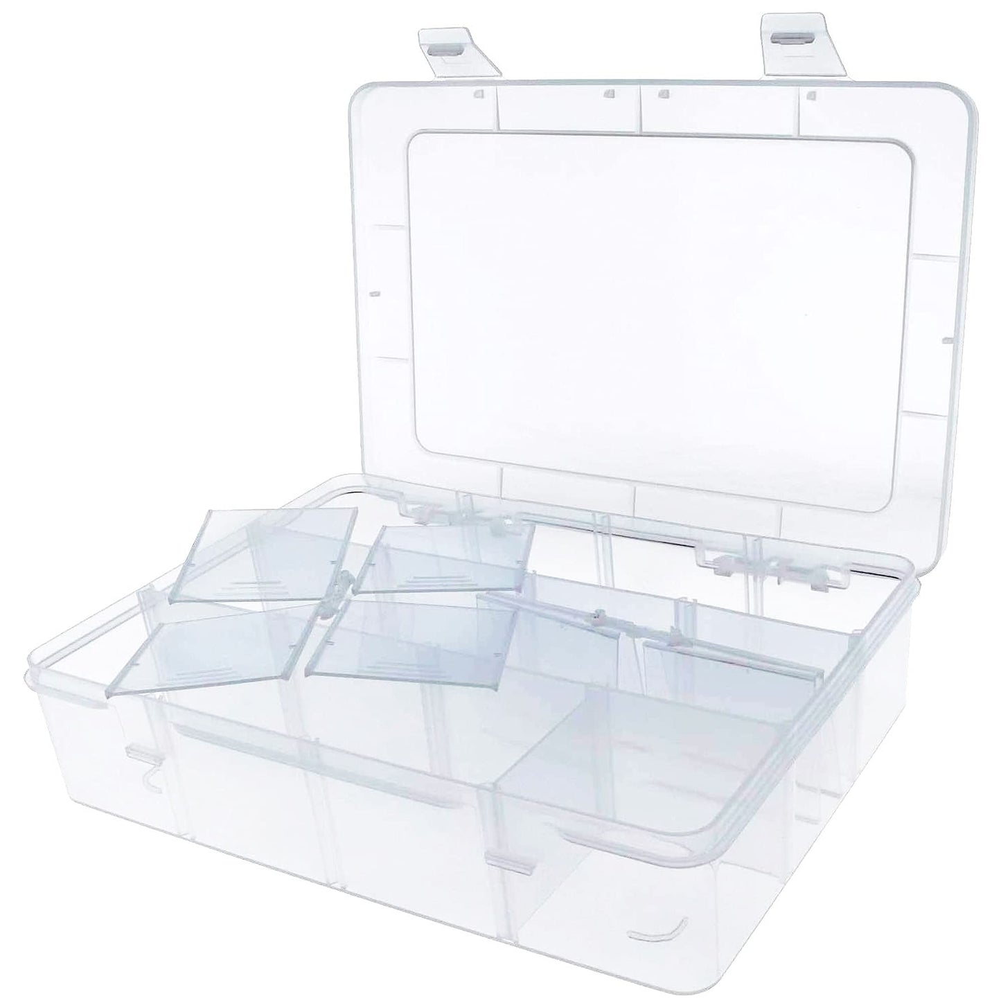 Xiaoyztan Clear Plastic Organizer, 12 Grids with Adjustable Dividers, Jewelry Box Bead Storage Container for Small Parts, Fishing Tackle, DIY Crafts, and Earrings